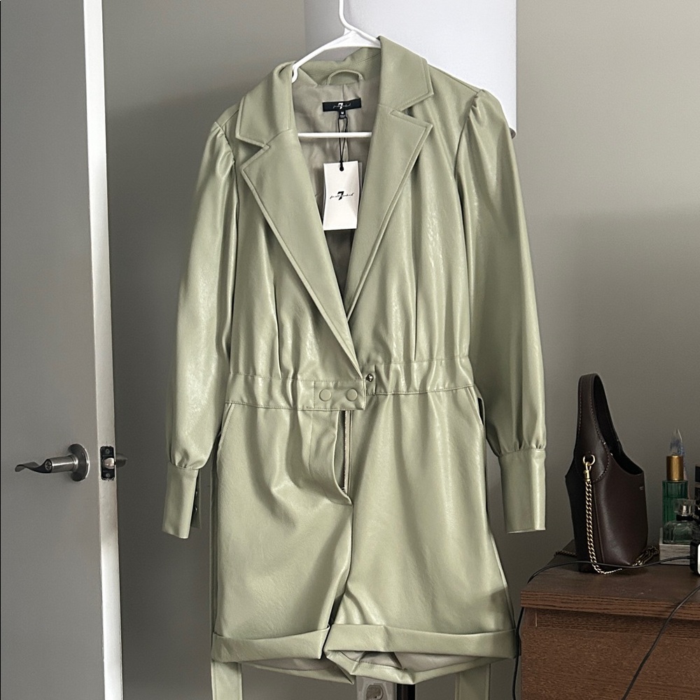7 For All Mankind - Faux Leather Green Romper